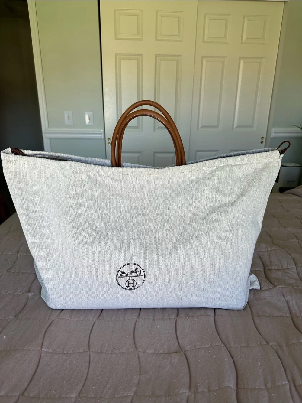 Hermes Garden Party Voyage 49 Toile Negonda Gold XL Weekender Travel Tote Rare - Picture 17 of 17